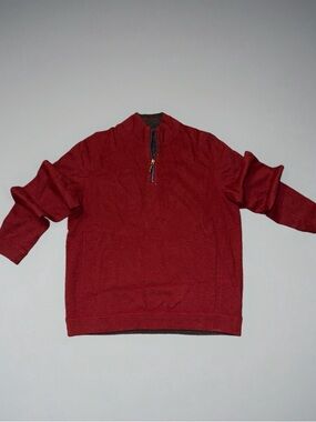 Tommy Bahama Gray Red Reversible Quarter Zip pullover sweater